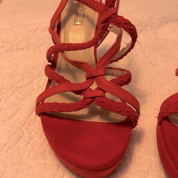  BCBG orange rust strappy Sandal/Heels - Picture 2 of 6